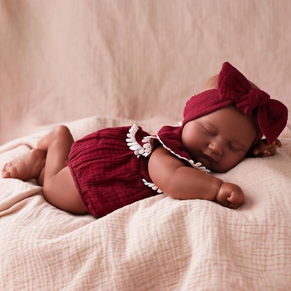 20 Inch Reborn Baby Doll Black Girl Realistic Soft Newborn Toy Gift for Kids - Picture 6 of 9